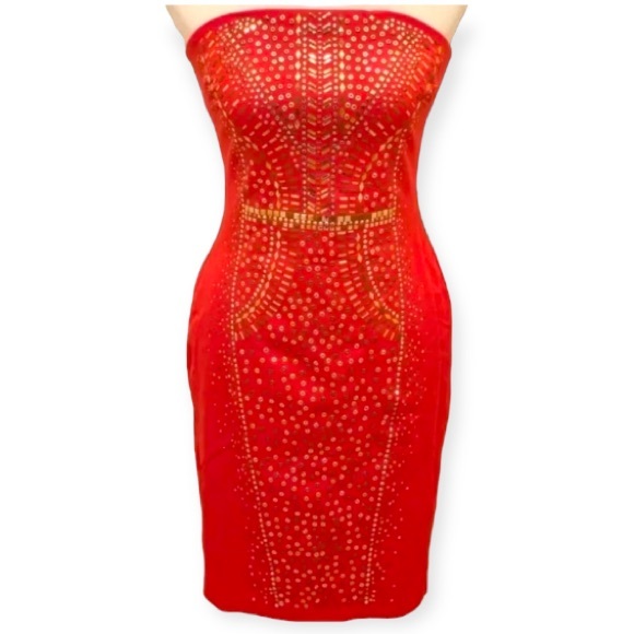 Cache Red Strapless Cocktail Dress Size 8 - Picture 10 of 16